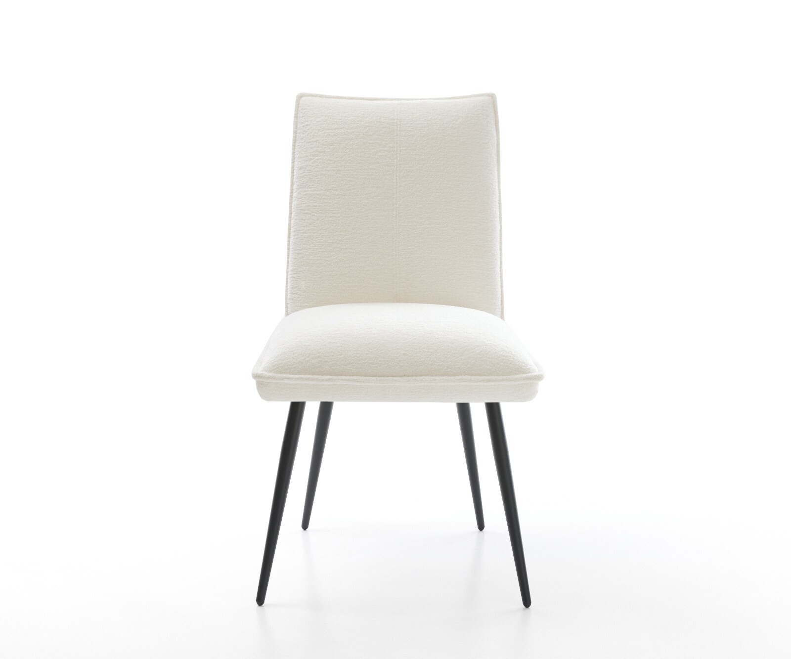 Chaise-de-salle-à-manger Lelio-Flex bouclé doux beige 4 pieds coniques noir resorts ensachés 1