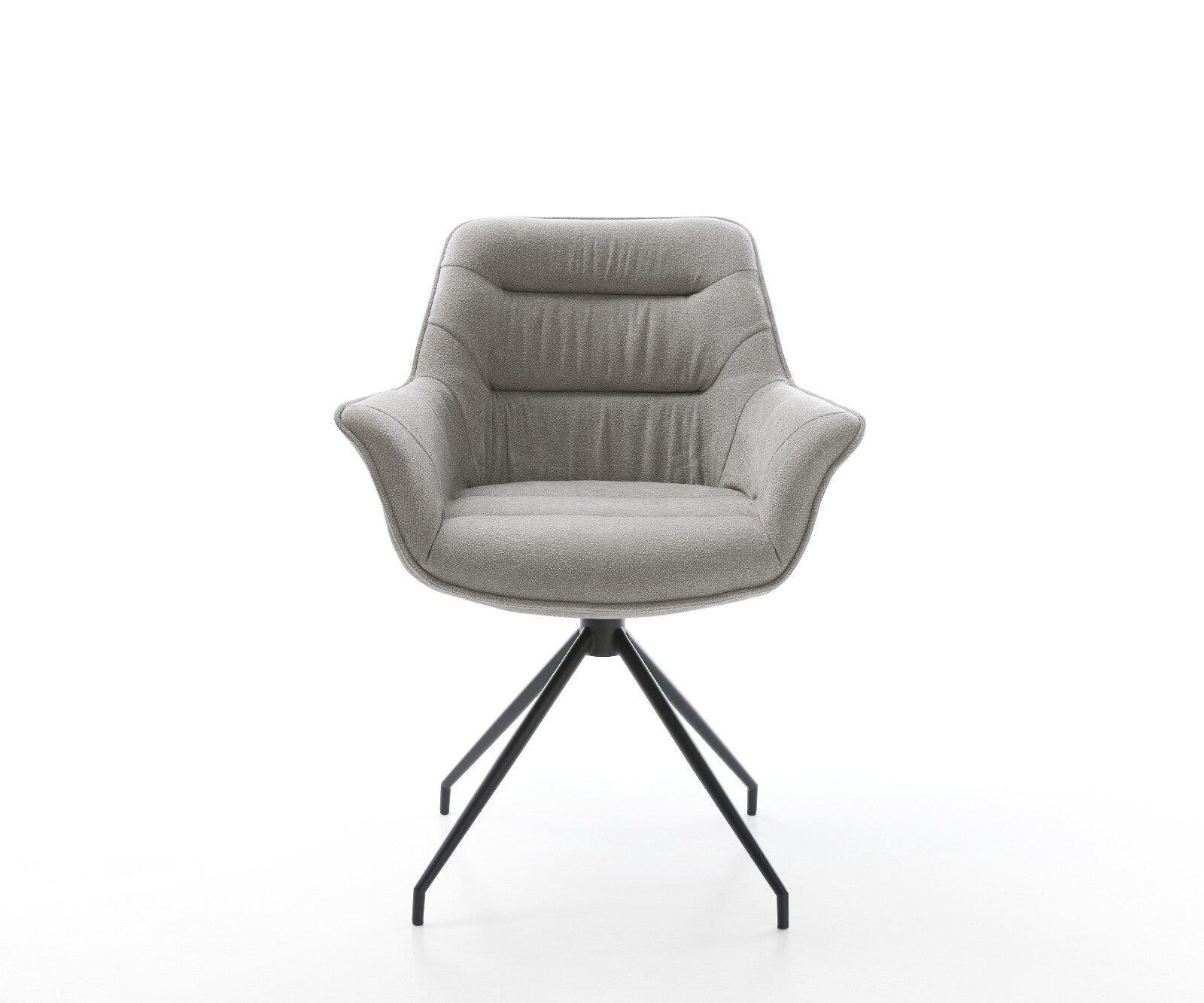 Chaise-de-salle-à-manger Kaira-Flex tissu structuré doux gris pied croisé conique noir 1