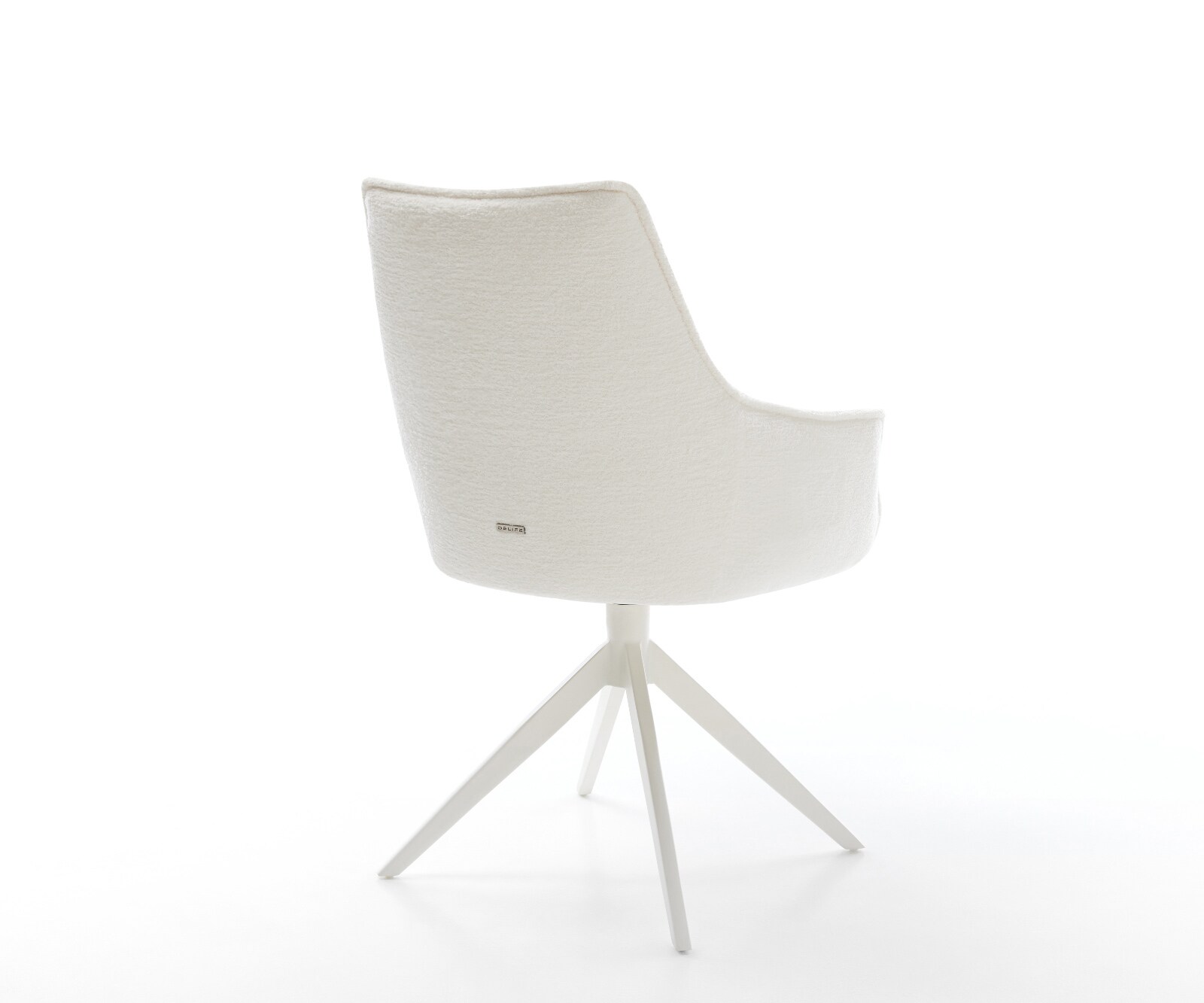 Chaise-pivotante Alja-Flex avec accoudoirs bouclé doux beige pied croisé large blanc pivotement sur 360° fonction bascule resorts ensachés 5