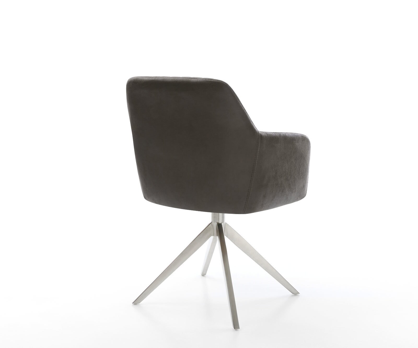 Chaise-pivotante Greg-Flex microvelours anthracite vintage pied croisé large acier inoxydable brossé pivotement sur 360° fonction bascule ressorts ensachés 4