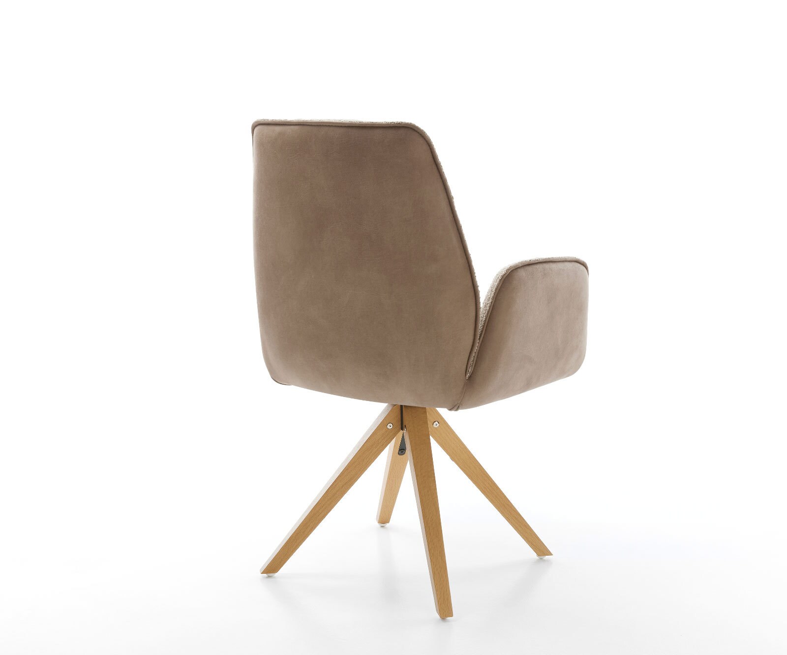 Chaise-pivotante Zoa-Flex tissu mixte couleur boue pied en bois angulaire blanc pivotement sur 180° ressorts ensachés 4