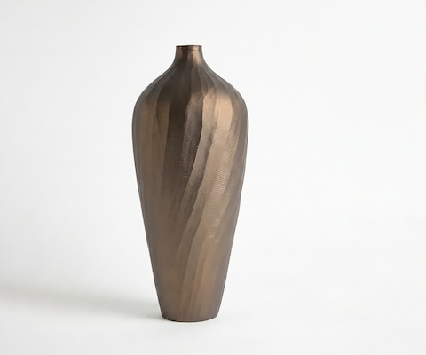 Vase Torvia l17 x P17 x H41 cm Aluminium Aurum Satin Fait main