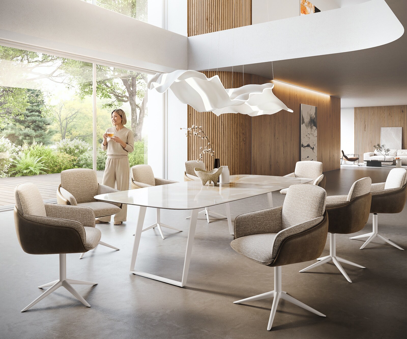 Table à manger Edge Boot 270x120 cm Céramique Iris FMG Onice Grigio Métal Oblique Blanc 7