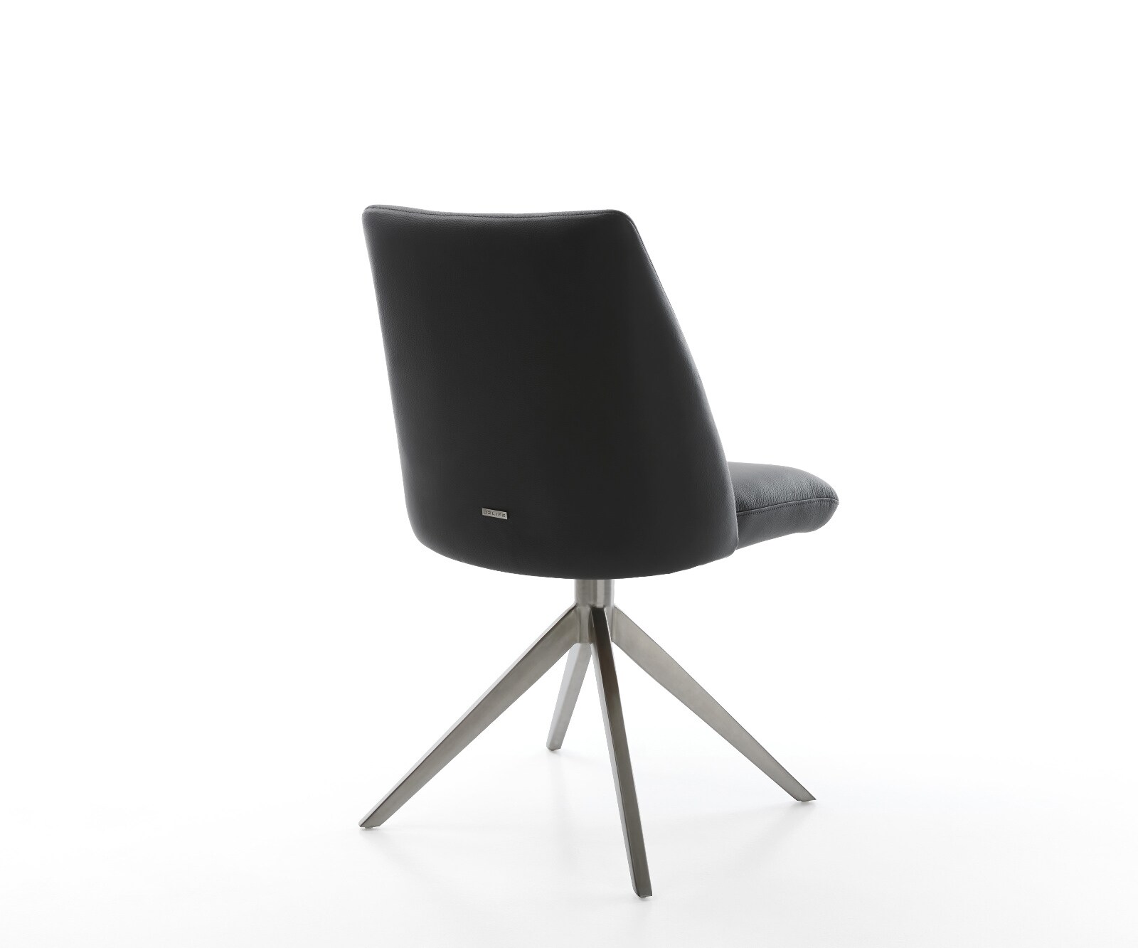 Chaise-pivotante Elso-Flex cuir de vache noir pied croisé large grafiete pivotement sur 360° fonction bascule ressorts ensachés 5
