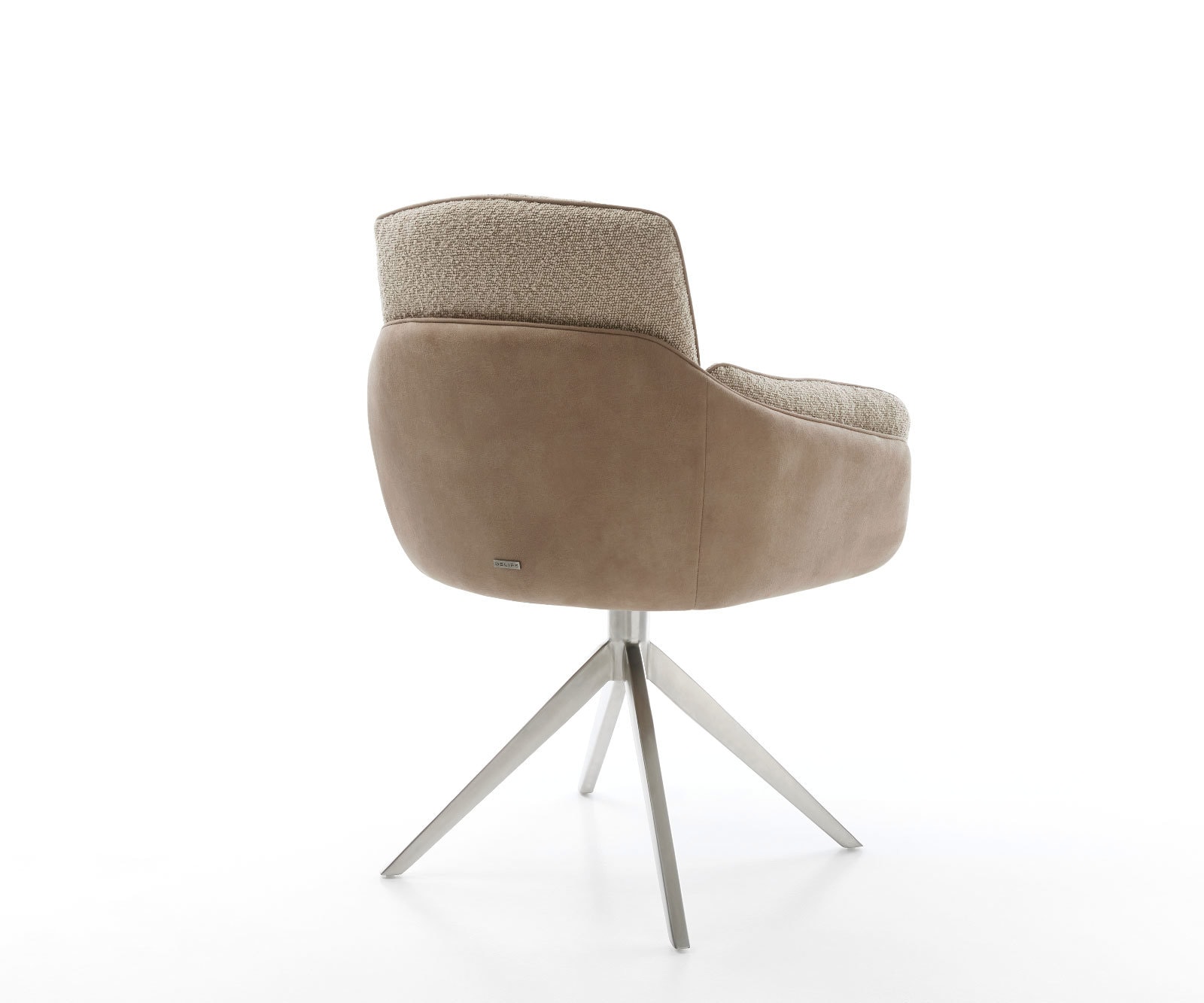 Chaise-pivotante Luan-Flex avec accoudoirs tissu mixte couleur boue pied croisé large acier inoxydable brossé pivotement sur 360° 3 Chaise-pivotante Luan-Flex avec accoudoirs tissu mixte couleur boue pied croisé large acier inoxydable brossé pivotement sur 360° 3