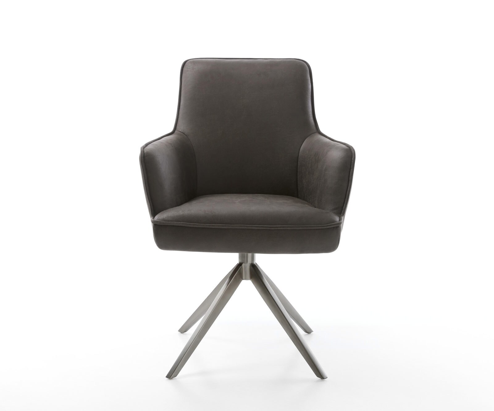 Chaise-pivotante Heira-Flex mit Armlehnen microvelours anthracite vintage pied croisé large grafiete pivotement sur 360° fonction bascule ressorts ensachés 1