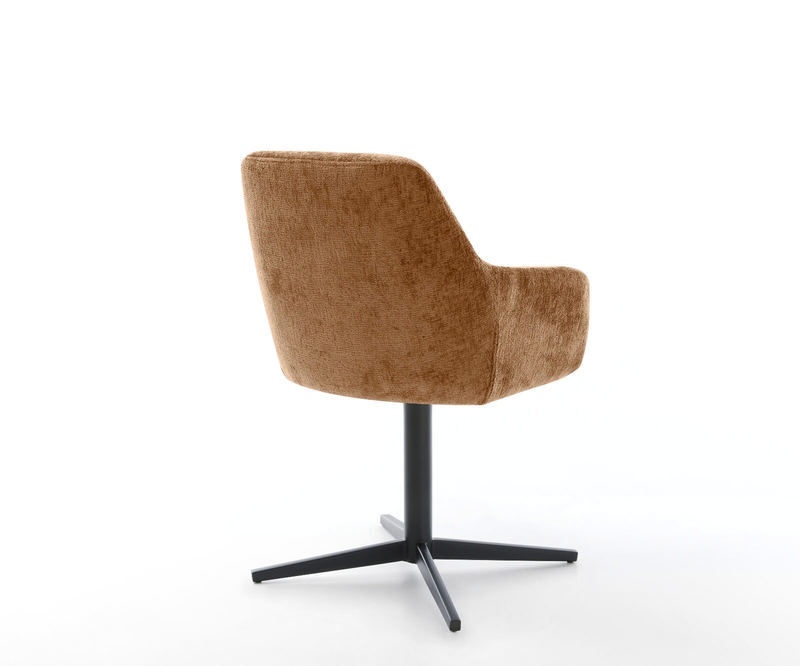 Chaise-pivotante Pejo-Flex chenille rouille pied de chaise 4 branches noir pivotement sur 360° ressorts ensachés 4