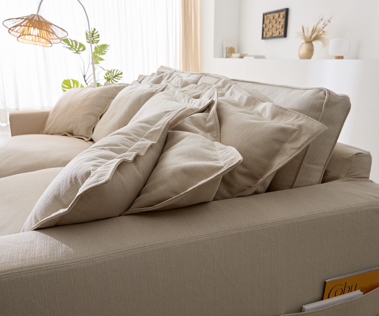 Canapé Noelia 240x145 cm couleur ivoire avec coussin canapé avec housse 5