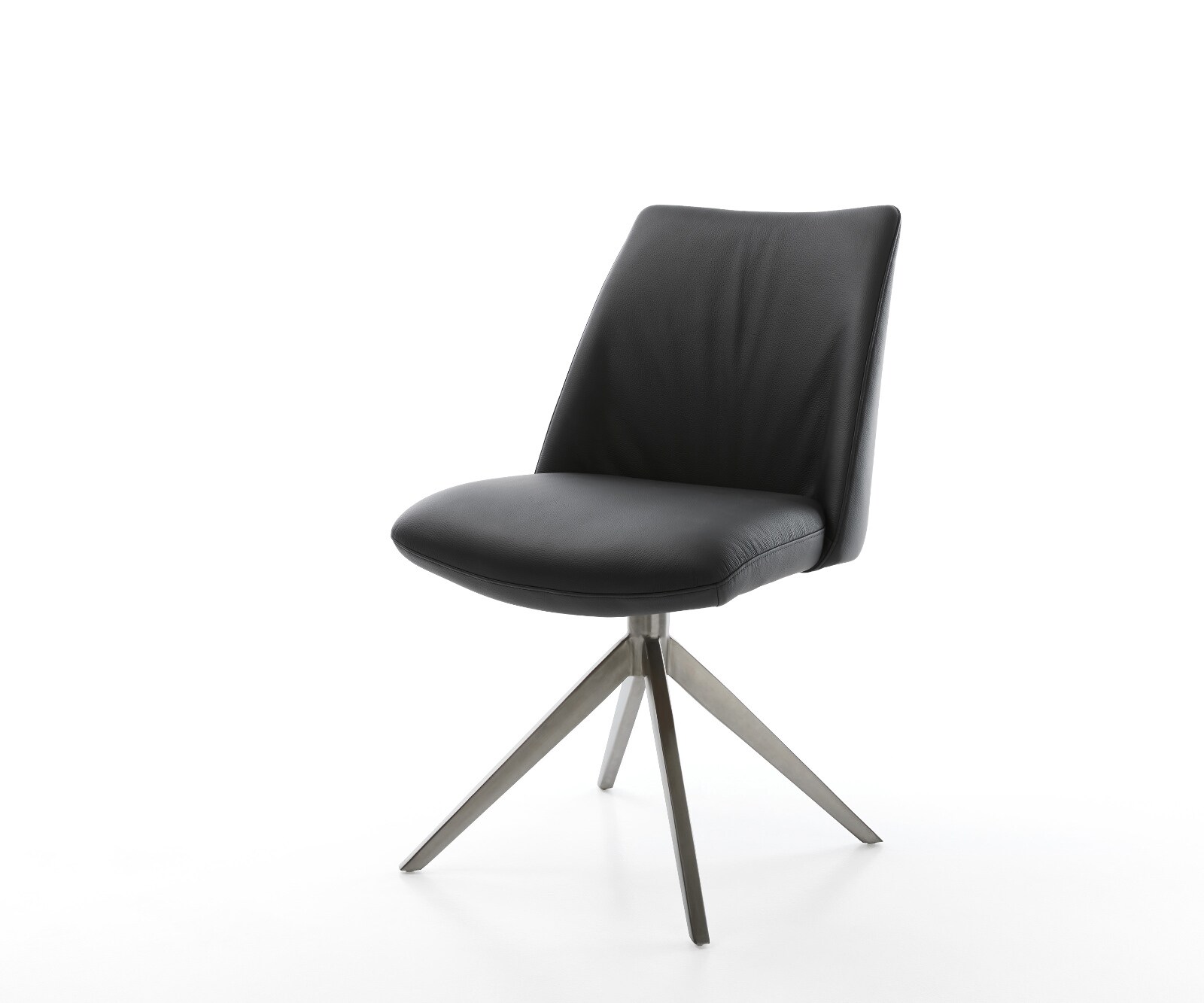Chaise-pivotante Elso-Flex cuir de vache noir pied croisé large grafiete pivotement sur 360° fonction bascule ressorts ensachés 1