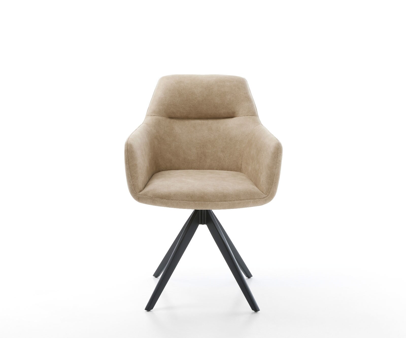 Chaise-de-salle-à-manger Pejo-Flex microvelours beige vintage pied croisé angulaire noir ressorts ensachés 1