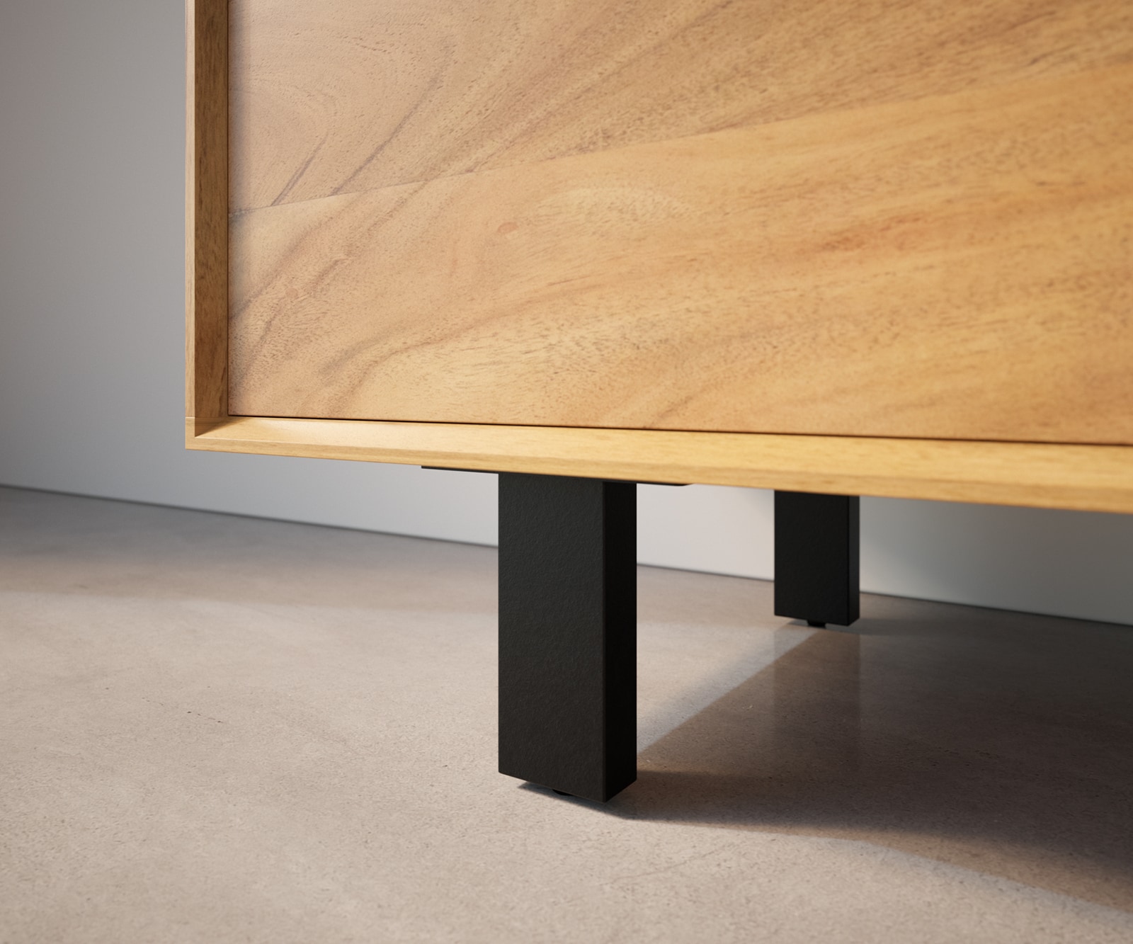 Pied-carré 12,5 cm métal noir pour tous types de meubles (set de 4) 1 Pied-carré 12,5 cm métal noir pour tous types de meubles (set de 4) 1