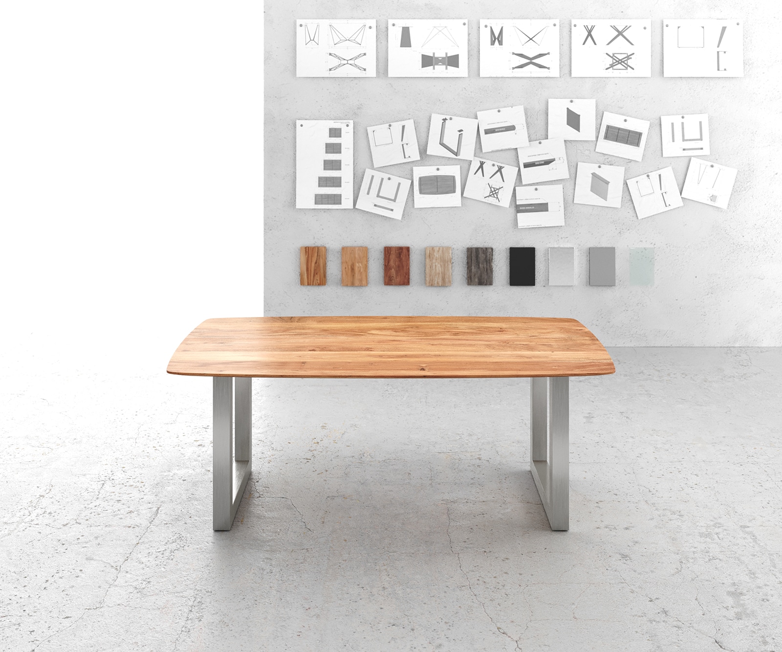 Table à manger Edge Boot 200x100 Acacia Naturel Acier Inoxydable Large Bord Suisse 1 Table à manger Edge Boot 200x100 Acacia Naturel Acier Inoxydable Large Bord Suisse 1