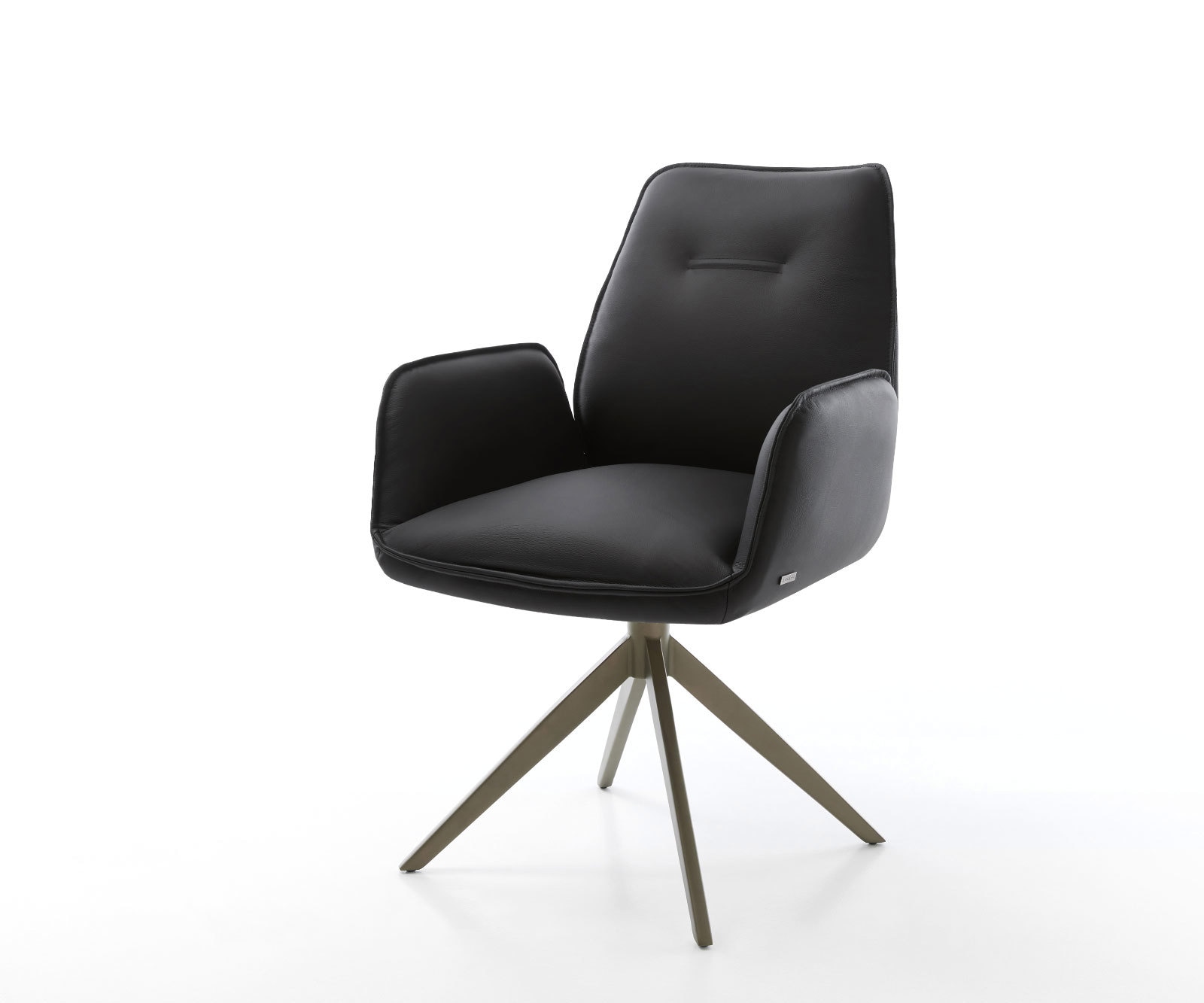 Chaise-pivotante Zoa-Flex cuir de vache noir pied croisé large aspect titane pivotement sur 360° fonction bascule ressorts ensachés Chaise-pivotante Zoa-Flex cuir de vache noir pied croisé large aspect titane pivotement sur 360° fonction bascule ressorts ensachés