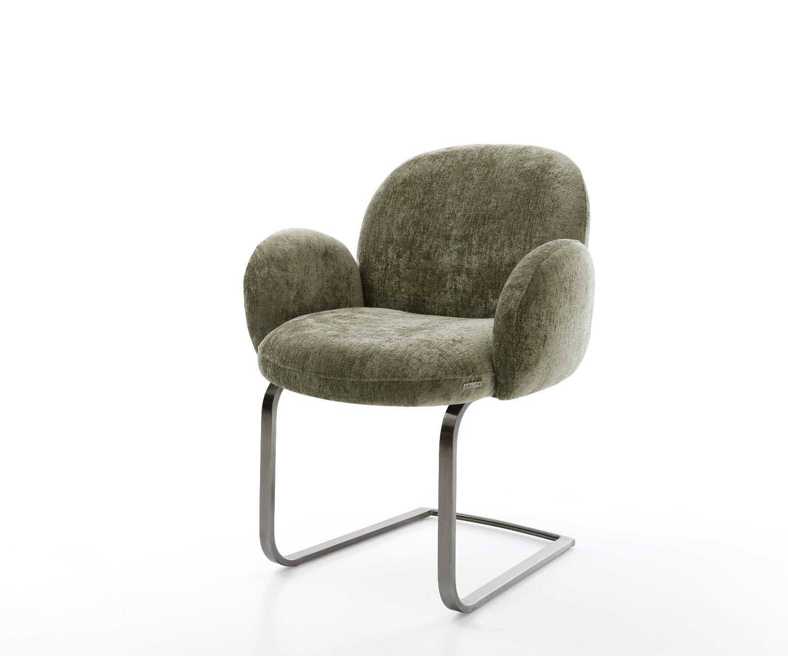 Cantilever Nube-Flex avec accoudoirs chenille olive pied cantilever plat grafiete ressorts ensachés 1