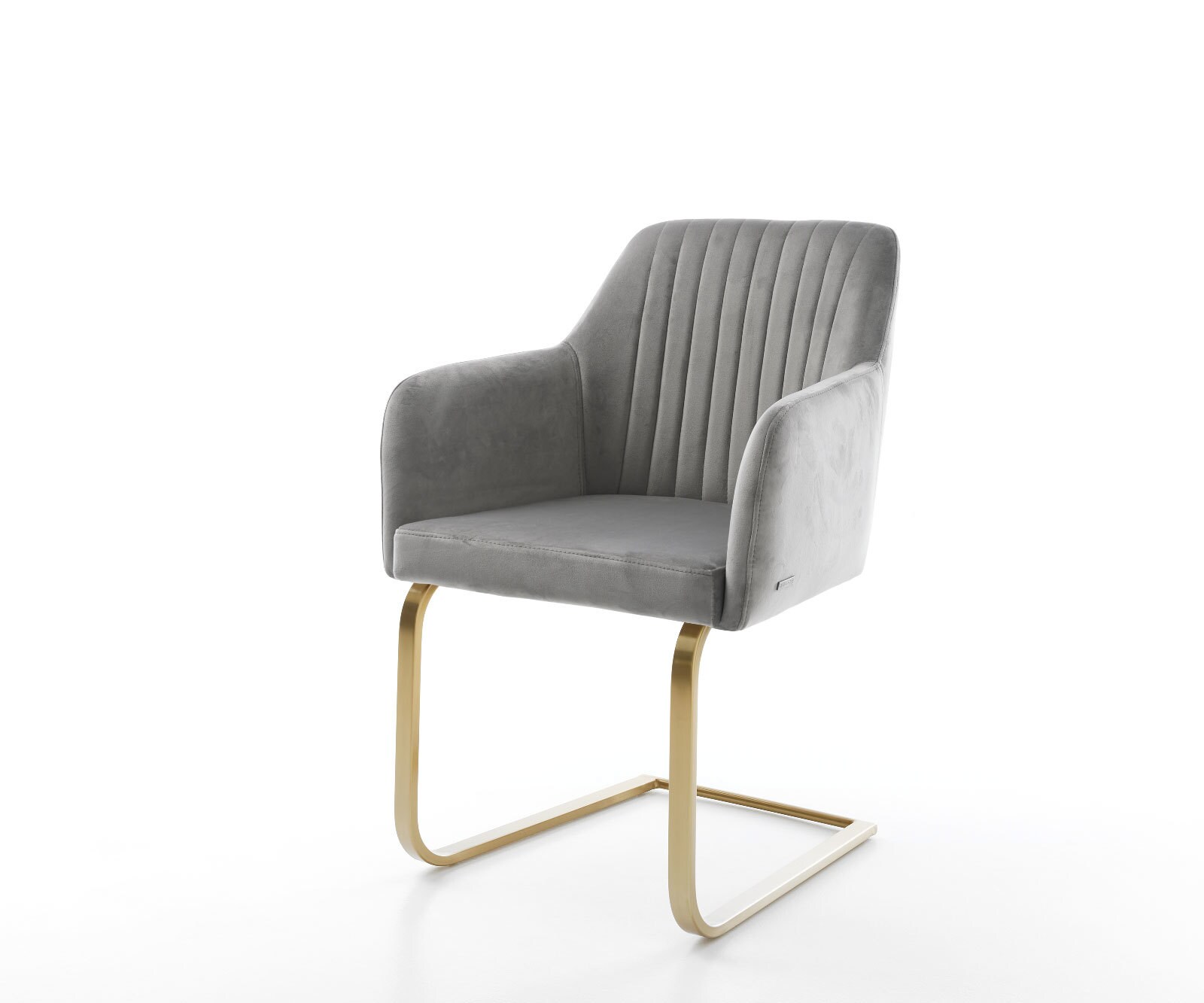 Cantilever Greg-Flex velours gris pied cantilever plat or ressorts ensachés