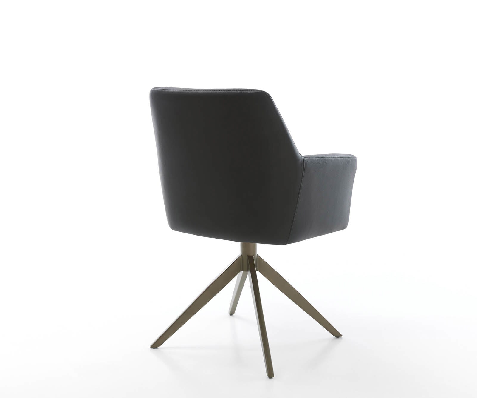 Chaise-pivotante Xana-Flex avec accoudoirs cuir de vache noir pied croisé large aspect titane pivotement sur 360° ressorts ensachés 4
