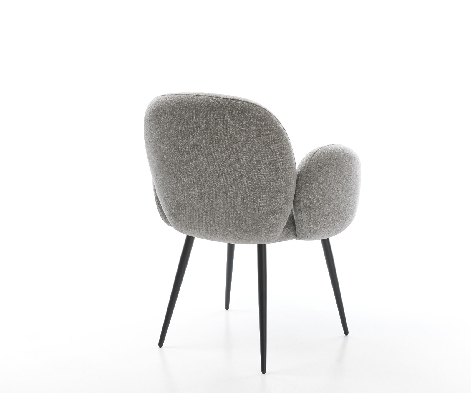 Chaise-de-salle-à-manger Nube-Flex avec accoudoirs tissu structuré doux gris 4 pieds coniques noir resorts ensachés 5