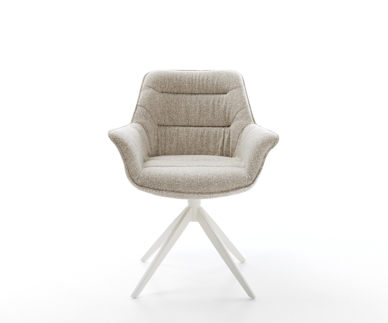 Chaise-pivotante Kaira-Flex tissu tissé doux beige pied croisé large blanc pivotement sur 360° fonction bascule 2