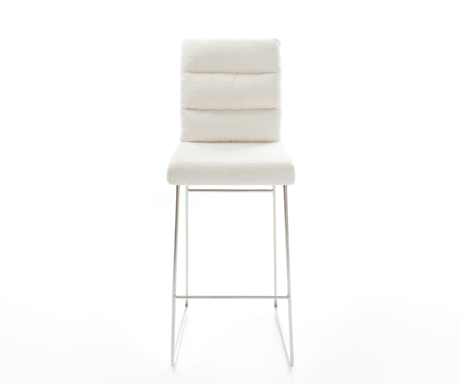 Chaise-de-bar Pela-Flex Bouclé doux Beige Pied trapèze acier inoxydable Argent 2