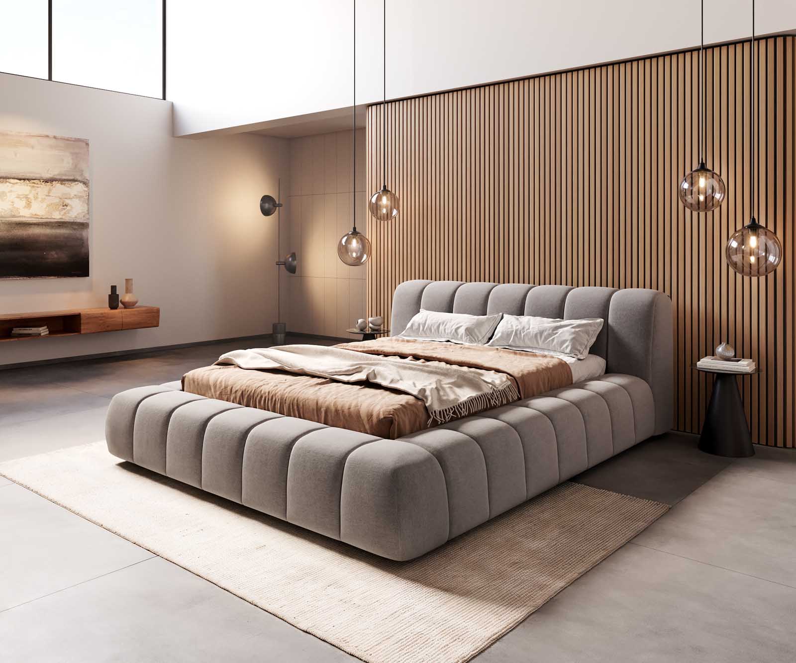 Sommier-rembourré Cutio 140x200 cm microfibre grise Sommier-rembourré Cutio 140x200 cm microfibre grise