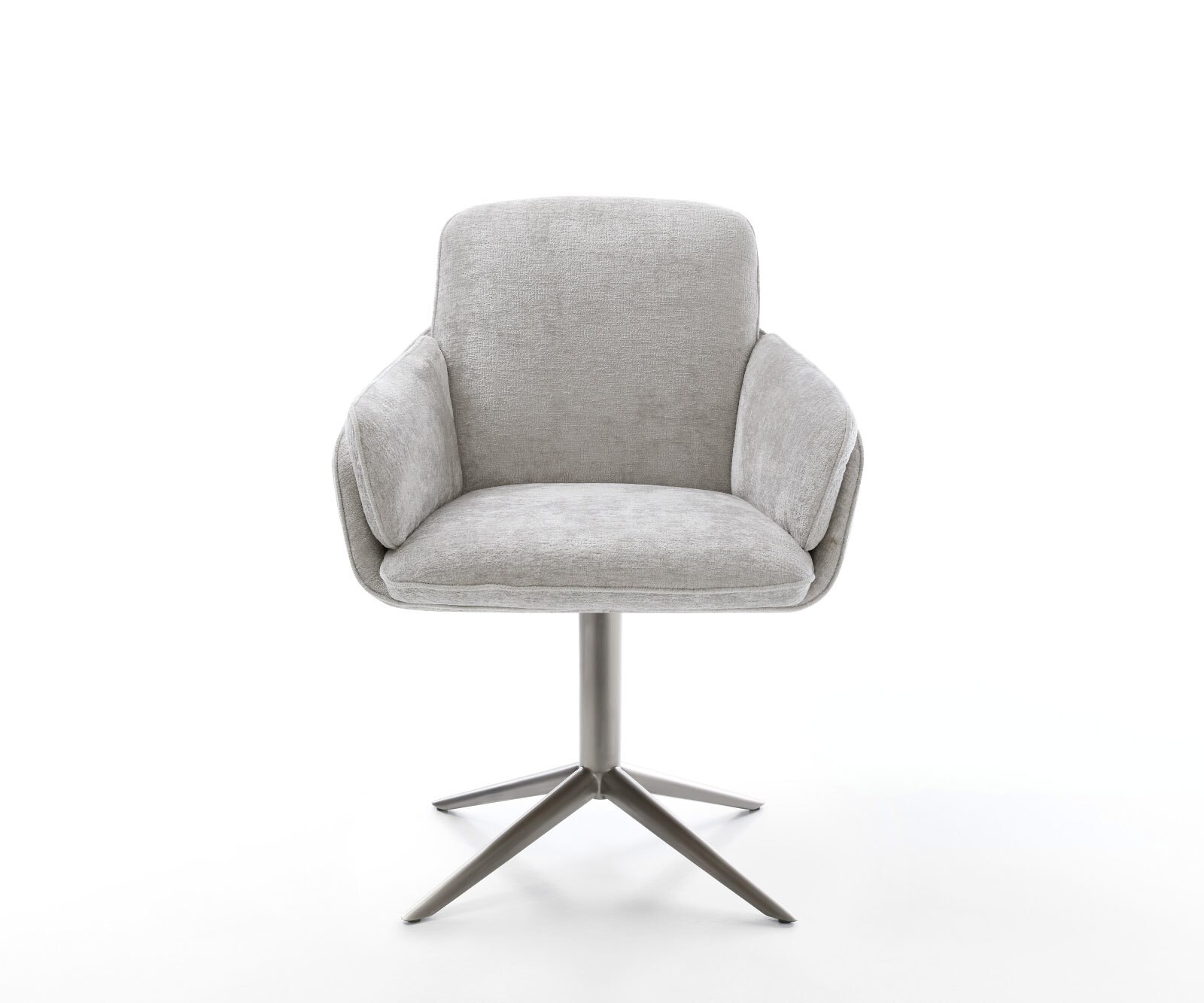 Chaise-pivotante Luan-Flex mit Armlehnen chenille gris argenté pied de chaise 4 branches grafiete pivotement sur 360° fonction bascule 2