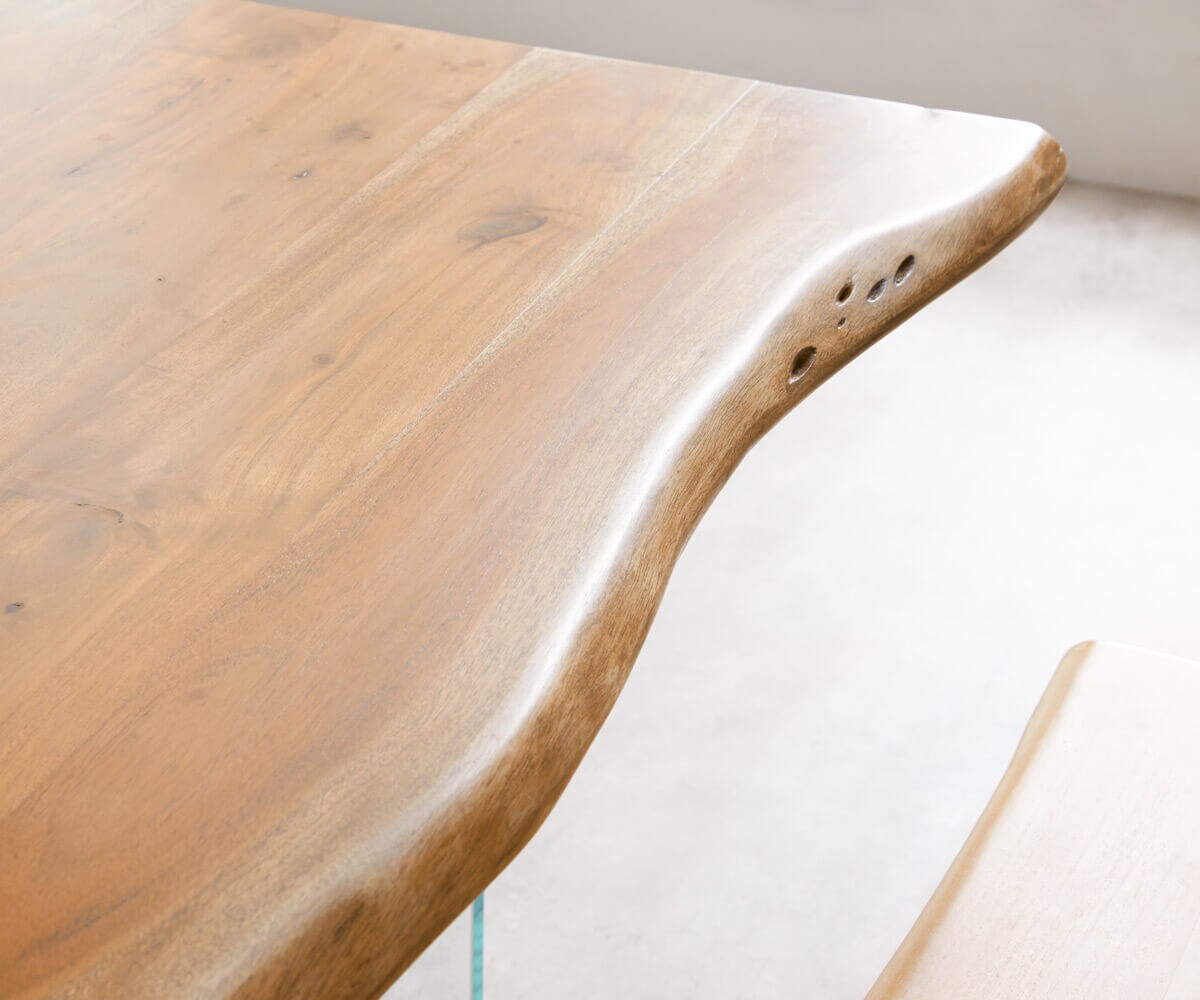 Table-à-manger Edge 200x100 acacia nature verre Live-Edge 6