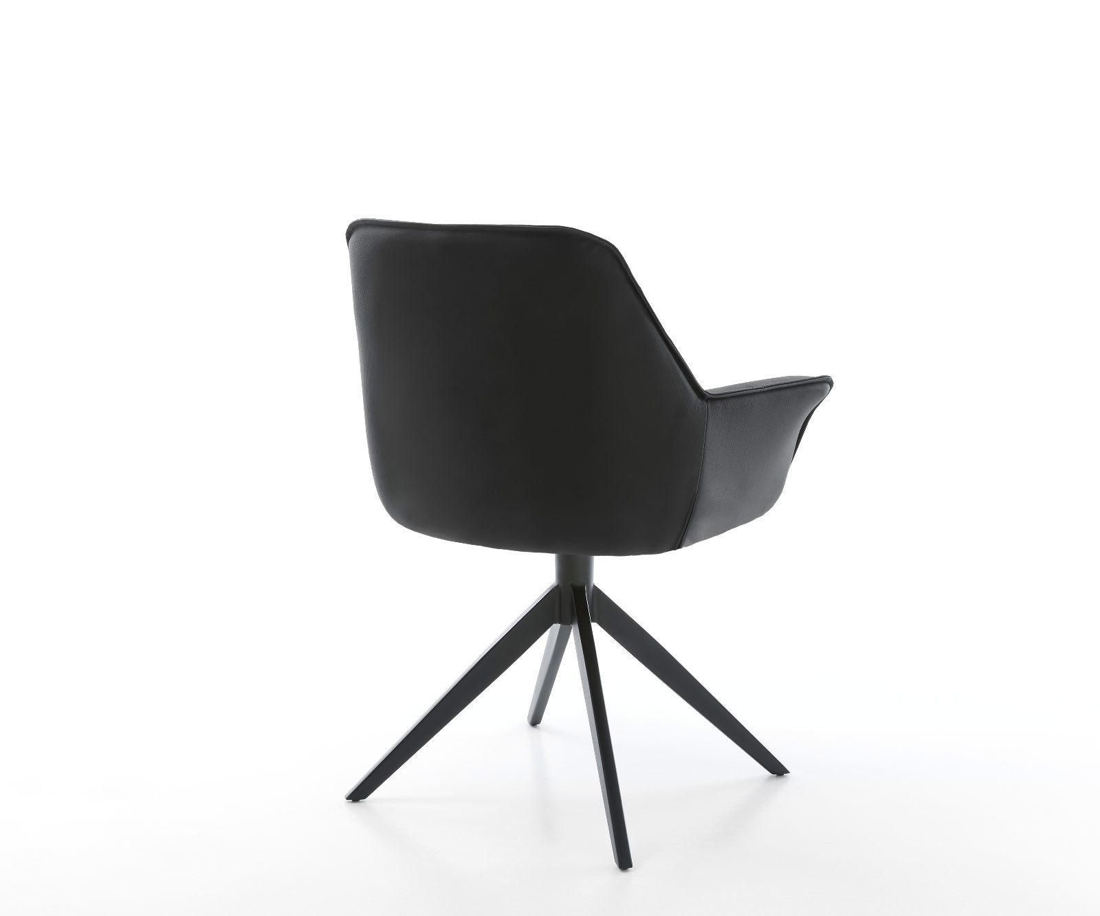 Chaise-de-salle-à-manger Kaira-Flex cuir de vache noir pied croisé large noir 5