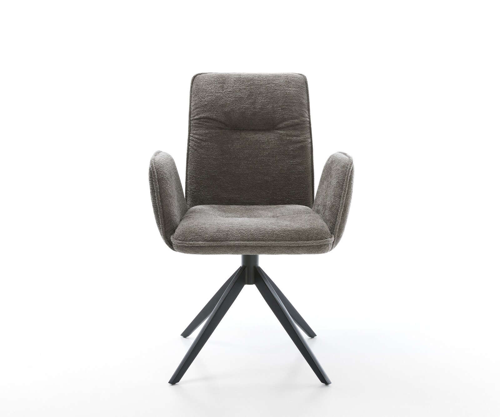 Chaise-pivotante Vinja-Flex bouclé doux couleur boue pied croisé large noir pivotement sur 360° fonction bascule 1