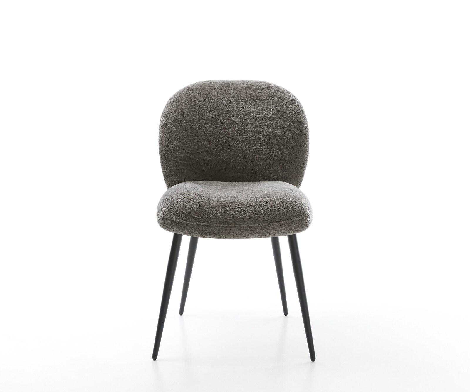 Chaise-de-salle-à-manger Nube-Flex bouclé doux couleur boue 4 pieds coniques noir resorts ensachés 2