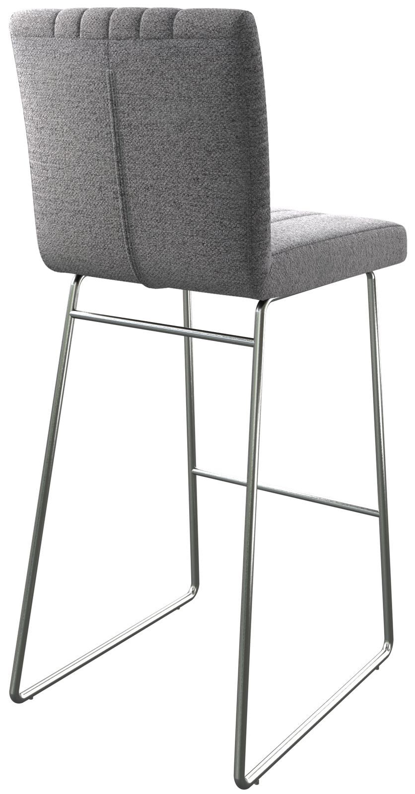 Chaise-de-bar Luiga-Flex tissu texturé gris clair cadre de patins acier inoxydable 4 Chaise-de-bar Luiga-Flex tissu texturé gris clair cadre de patins acier inoxydable 4