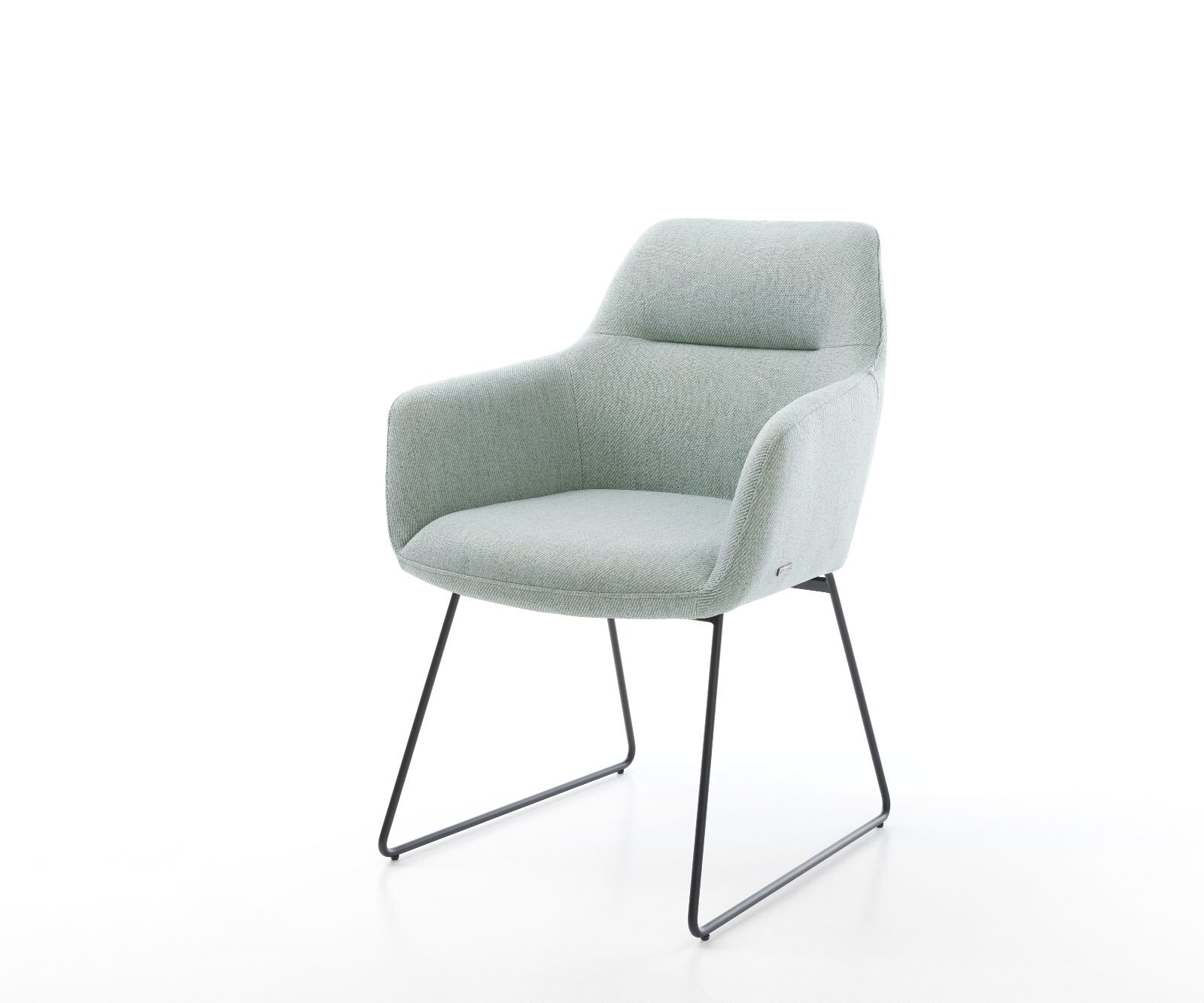 Chaise-de-salle-à-manger Pejo-Flex rayures Vert menthe pied trapèze noir ressorts ensachés Chaise-de-salle-à-manger Pejo-Flex rayures Vert menthe pied trapèze noir ressorts ensachés