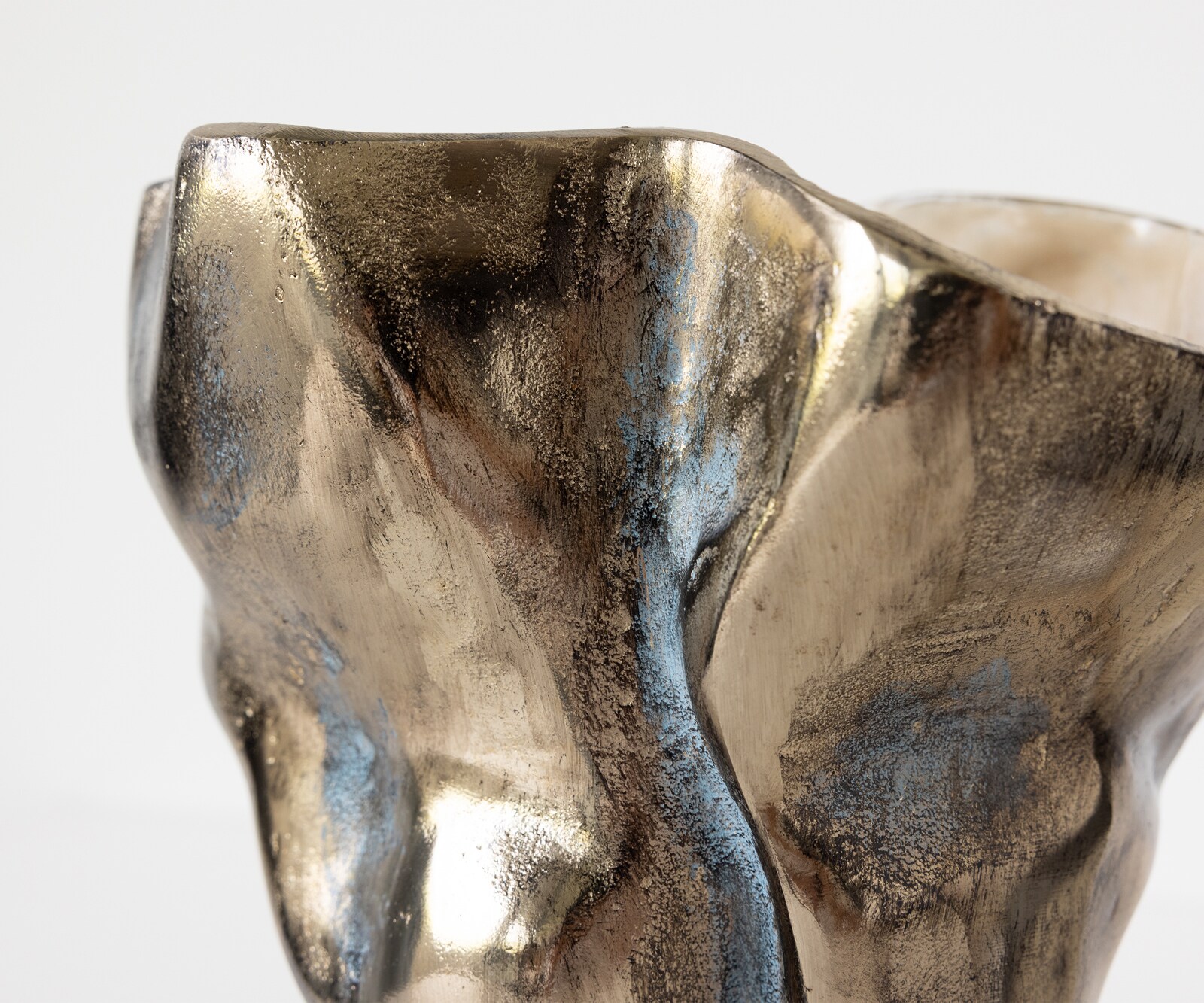 Vase Mimoro l28 x P24 x H38 cm Aluminium Laguna Antica Fait main 3