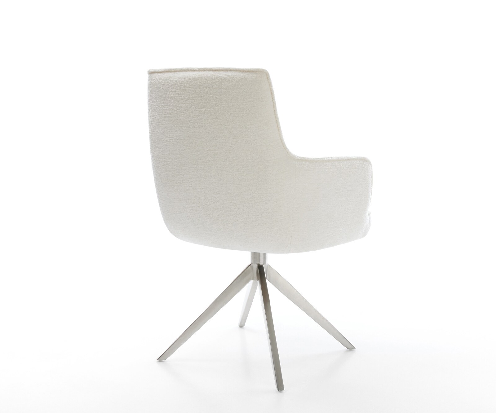 Chaise-pivotante Heira-Flex avec accoudoirs bouclé doux beige pied croisé large acier inoxydable pivotement sur 360° fonction bascule resorts ensachés 5