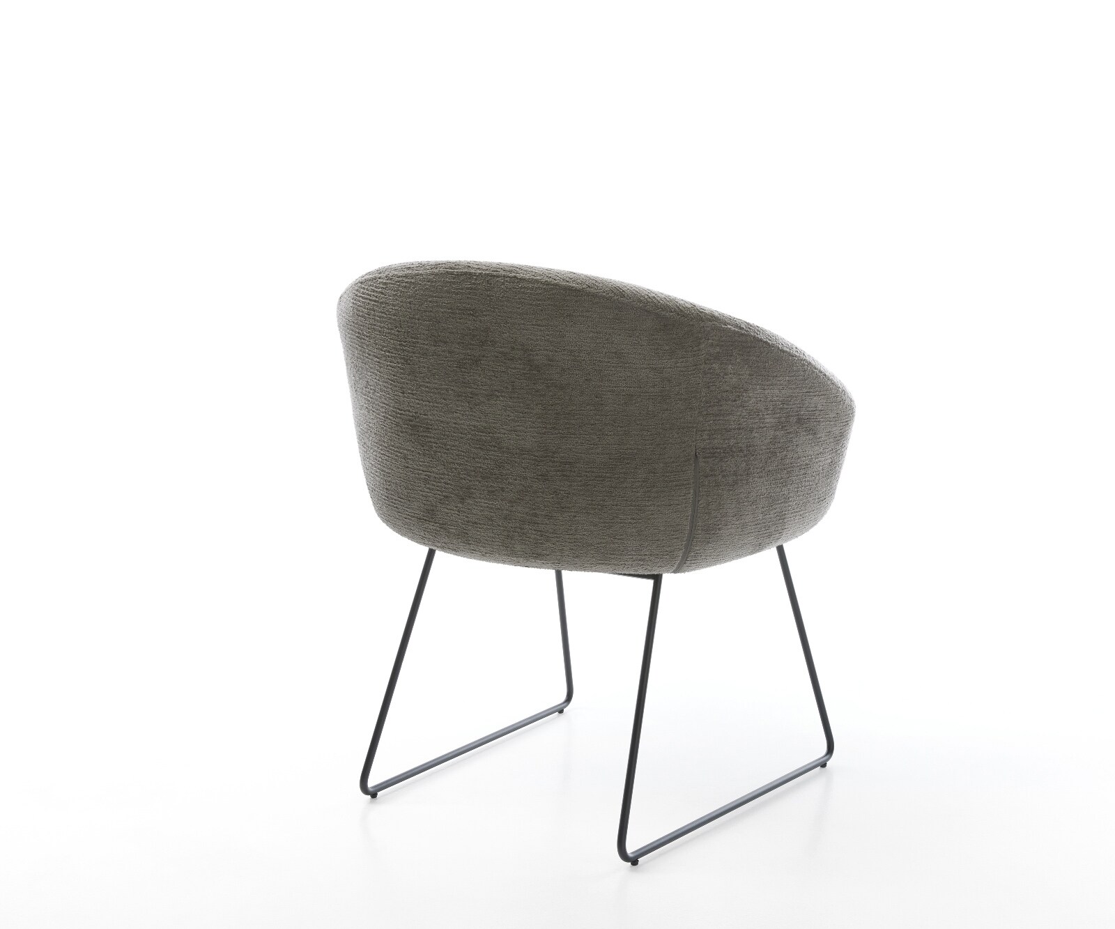 Chaise-de-salle-à-manger Vinka-Flex avec accoudoirs bouclé doux couleur boue pied trapèze noir resorts ensachés 5