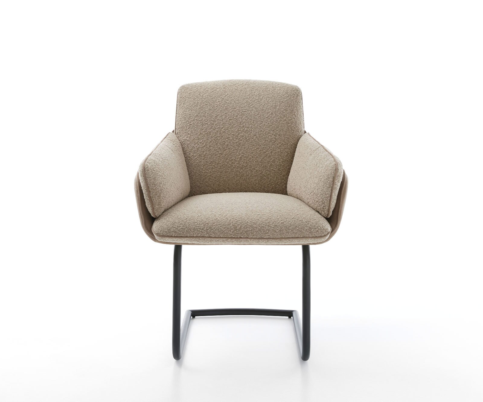 Cantilever Luan-Flex avec accoudoirs tissu mixte couleur boue pied cantilever rond noir 1 Cantilever Luan-Flex avec accoudoirs tissu mixte couleur boue pied cantilever rond noir 1