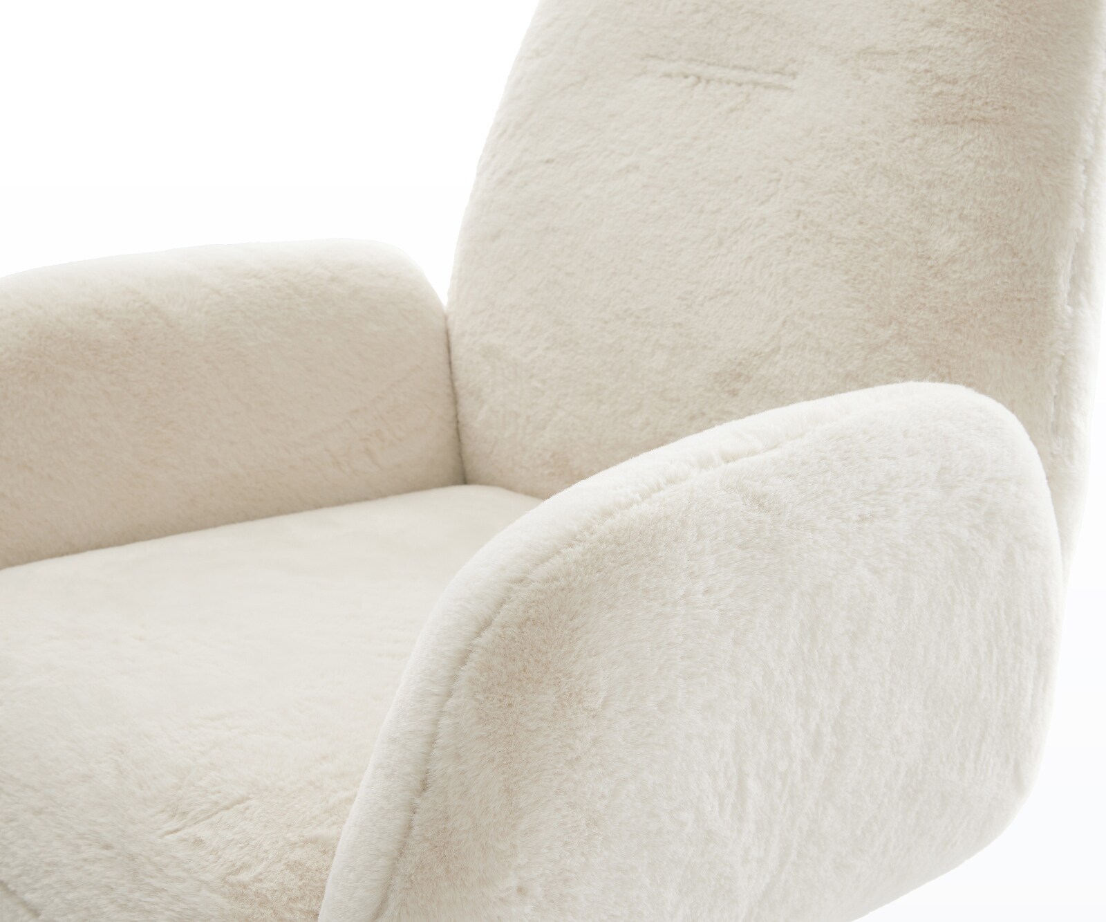 Chaise-pivotante Zoa-Flex peluche crème-blanc pied de chaise 4 branches acier inoxydable pivotement sur 360° fonction bascule resorts ensachés 4