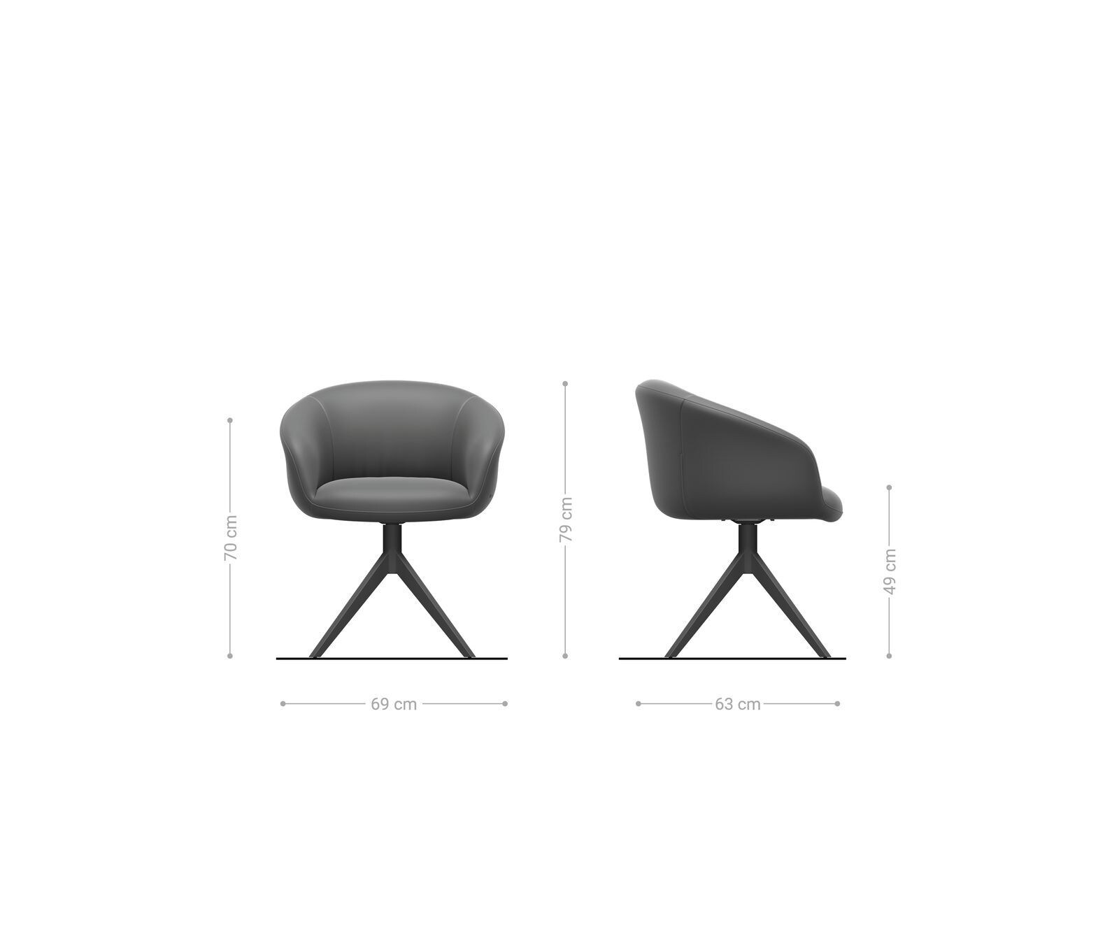 Chaise-pivotante Vinka-Flex avec accoudoirs côtelé gris argenté pied croisé large acier inoxydable brossé pivotement sur 360° ressorts ensachés 6
