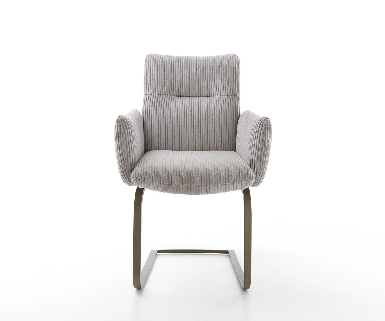 Cantilever Jova-Flex avec accoudoirs côtelé gris argenté pied cantilever plat aspect titane ressorts ensachés 1 Cantilever Jova-Flex avec accoudoirs côtelé gris argenté pied cantilever plat aspect titane ressorts ensachés 1