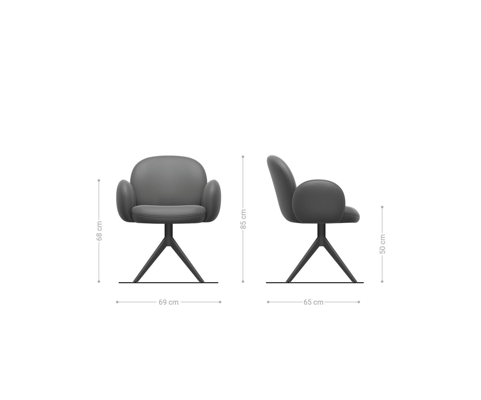 Chaise-pivotante Nube-Flex avec accoudoirs tissu structuré doux gris pied croisé large blanc pivotement sur 360° fonction bascule resorts ensachés 6