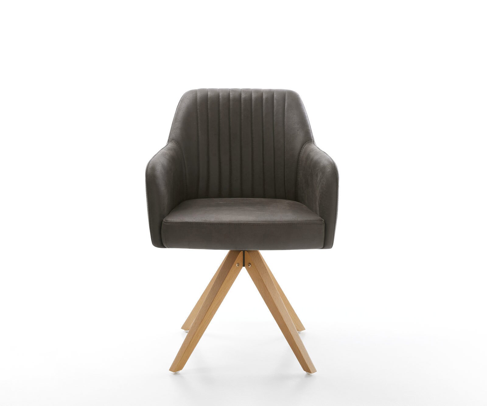 Chaise-de-salle-à-manger Greg-Flex microvelours anthracite vintage pied en bois angulaire naturel ressorts ensachés 1