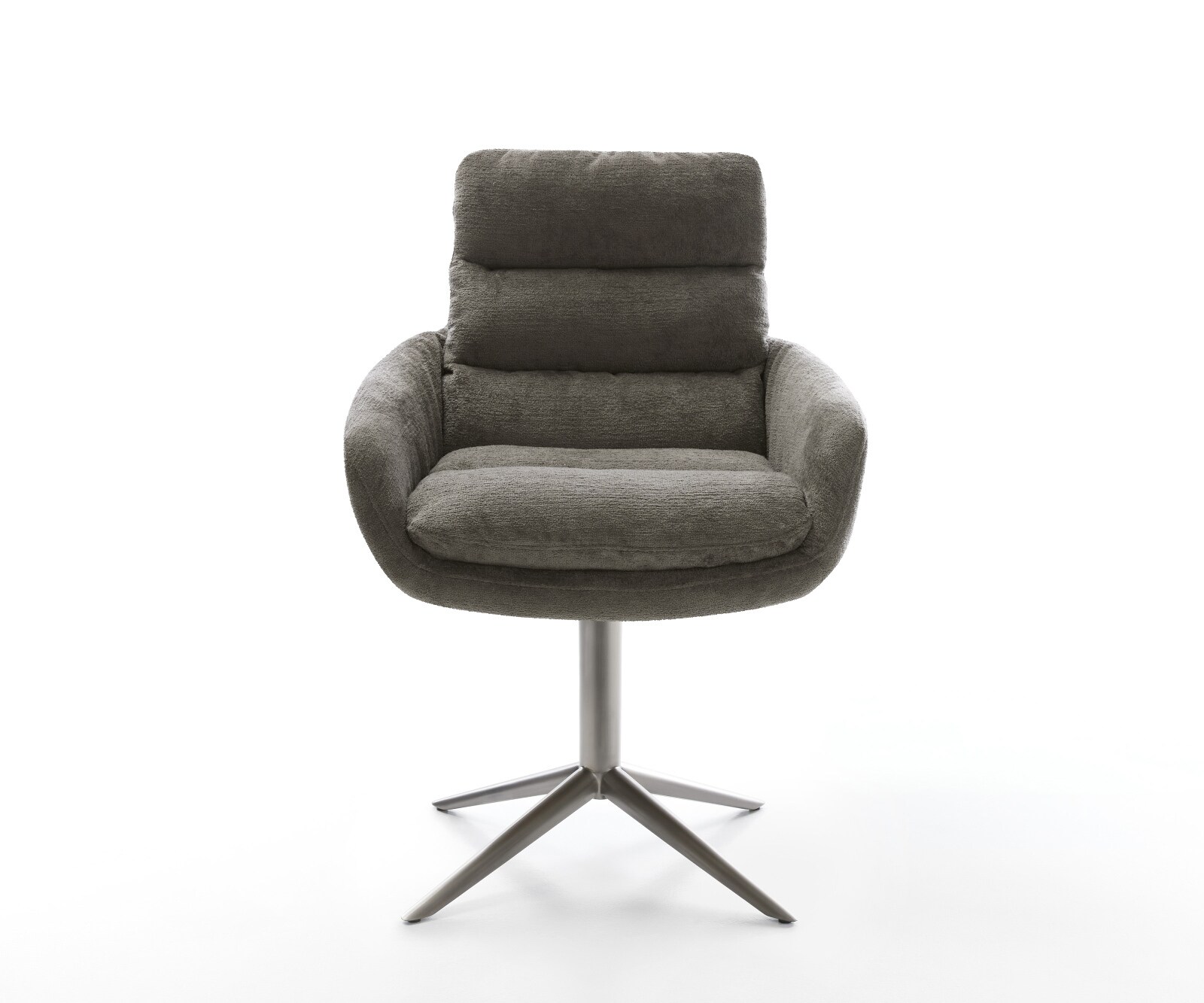 Chaise-pivotante Abelia-Flex avec accoudoirs bouclé doux couleur boue pied de chaise 4 branches grafiete pivotement sur 360° fonction bascule 1