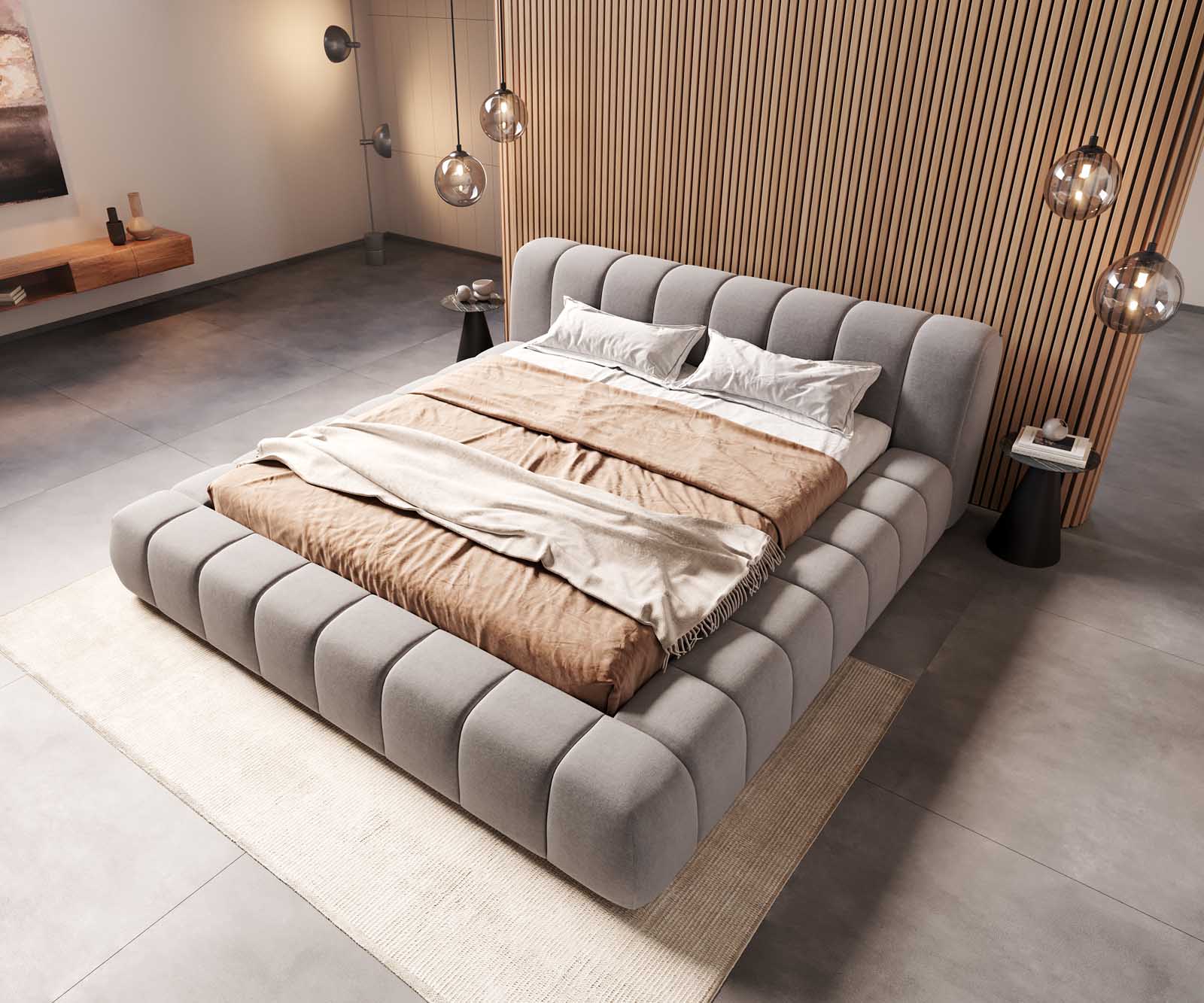 Sommier-rembourré Cutio 180x200 cm microfibre gris 3