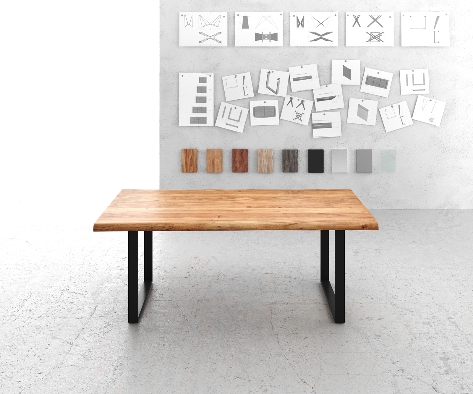 Table-à-manger Edge 200x100 XL Acacia Nature Métal Noir Live-Edge 1 Table-à-manger Edge 200x100 XL Acacia Nature Métal Noir Live-Edge 1