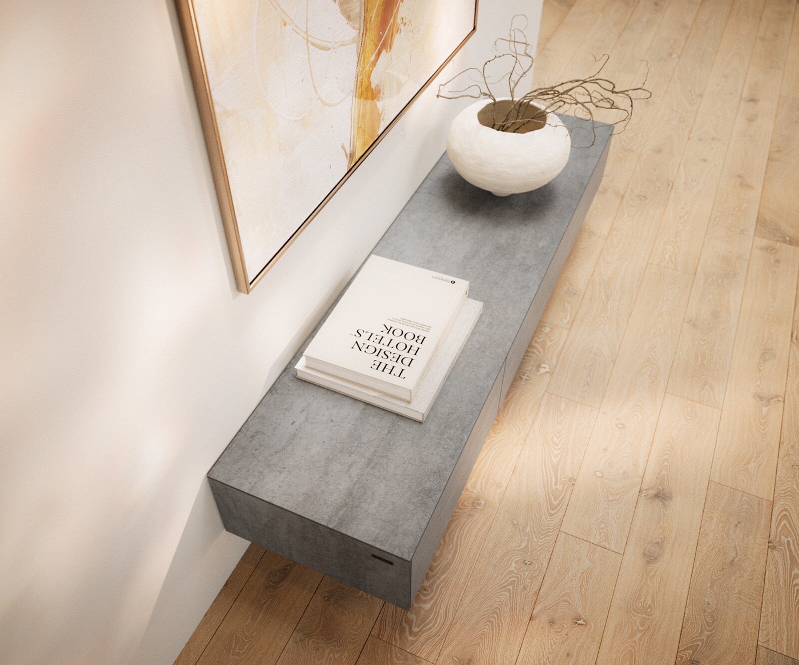 Meuble-TV Cuor 150 cm Céramique Béton gris 1 Clapet 1 Tiroir Flottant 4