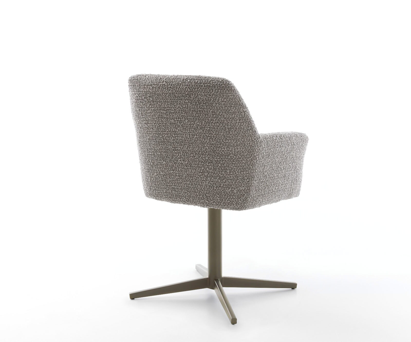 Chaise-pivotante Xana-Flex avec accoudoirs bouclé gris argenté pied de chaise 4 branches aspect titane pivotement sur 360° ressorts ensachés 4