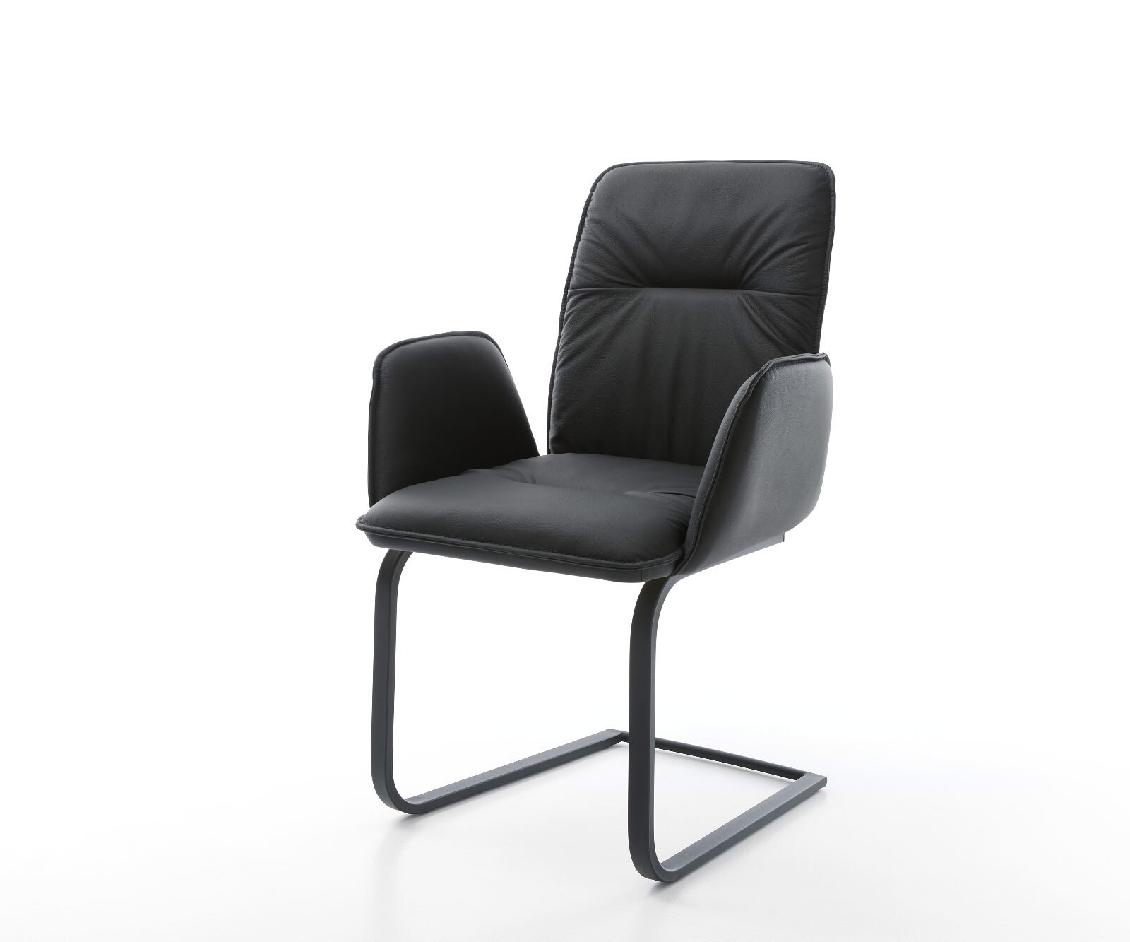 Cantilever Vinja-Flex cuir de vache noir pied cantilever plat noir