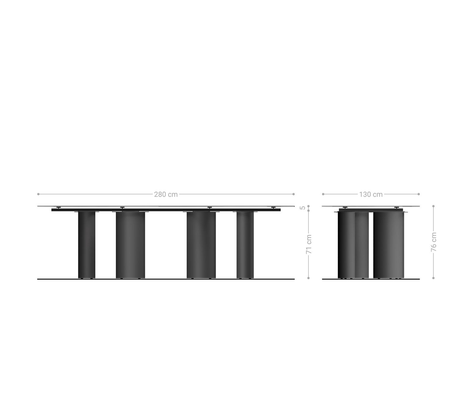 Table à manger Edge Ovale 280x130 Céramique Laminam®Emperador Extra Lucidato Marron foncé Pilier Acier inoxydable Graphite 8