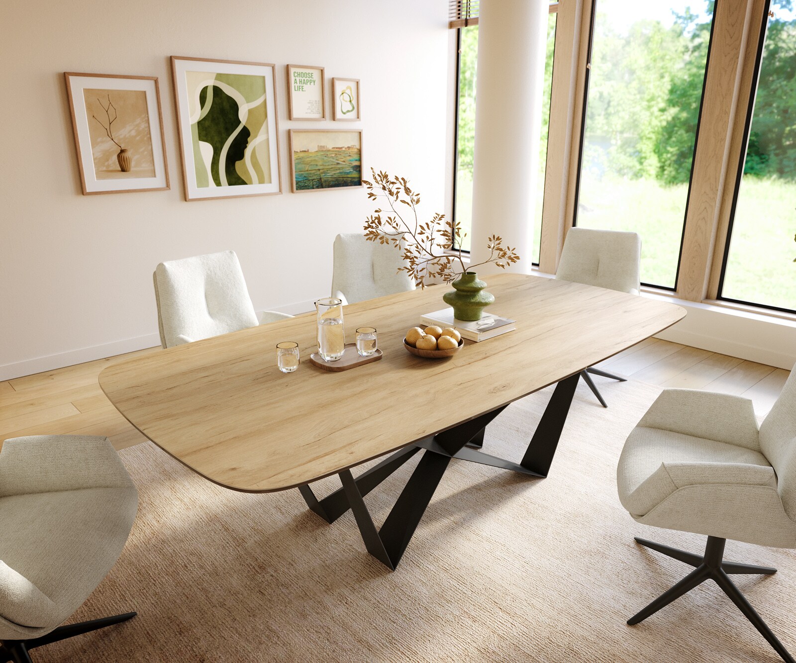 Table à manger Edge Boot 240x120 cm Céramique Laminam® Sabbia Eichefarbig Spider Flachstahl Noir 2