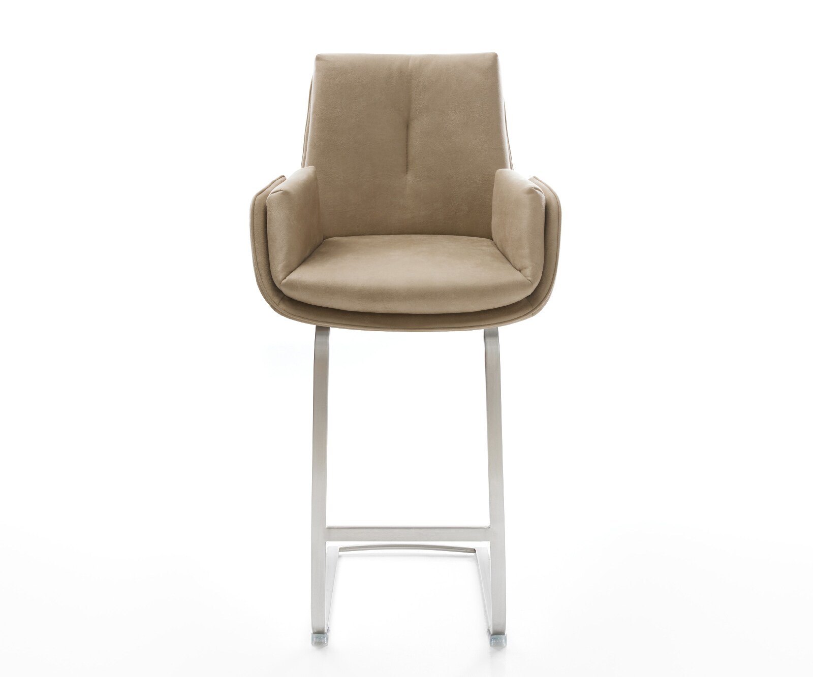 Chaise-de-bar Clea-Flex Microfibre Beige vintage Pied cantilever acier inoxydable Argent 2