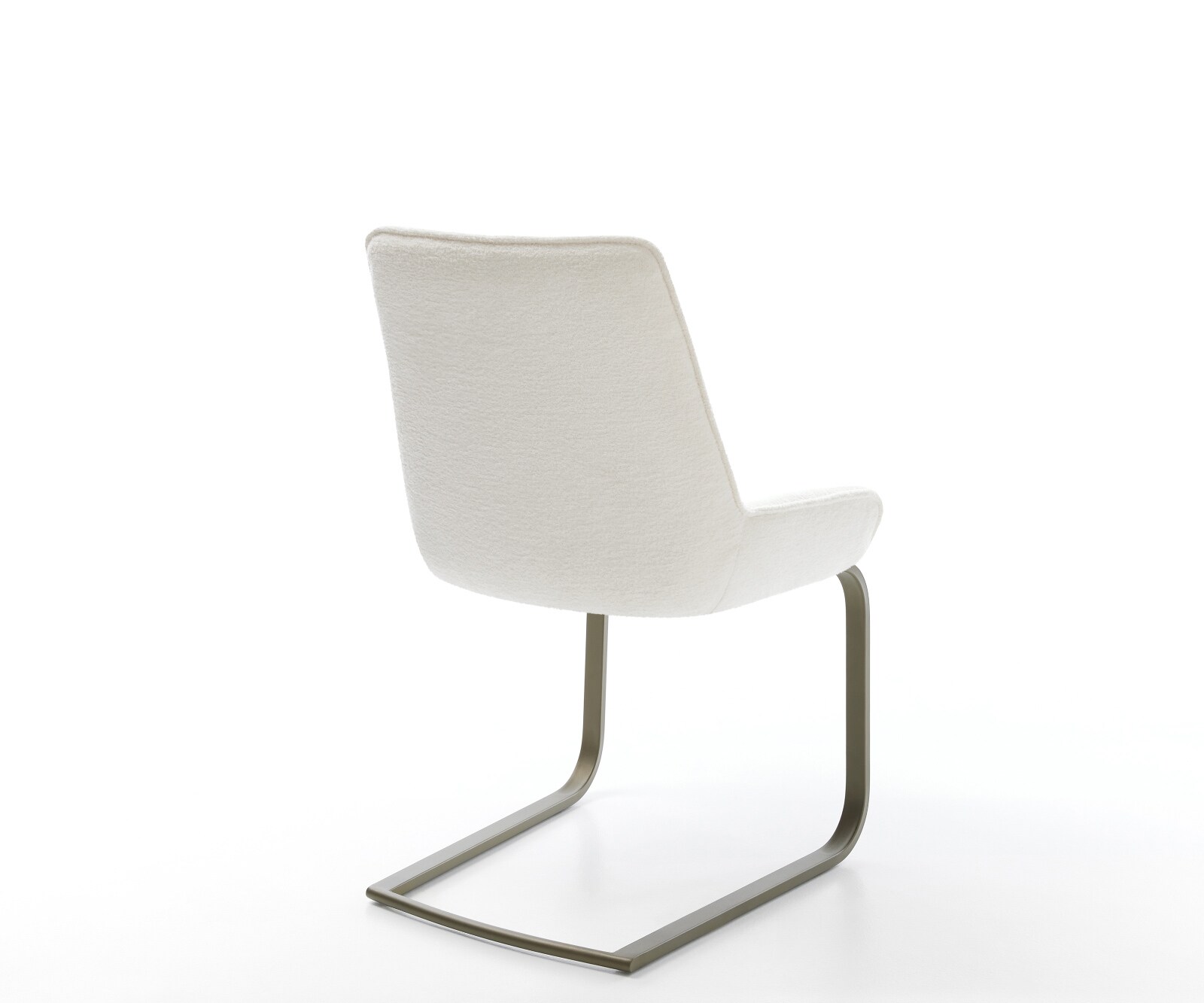 Cantilever Taimi-Flex bouclé doux beige pied cantilever plat aspect titane 5